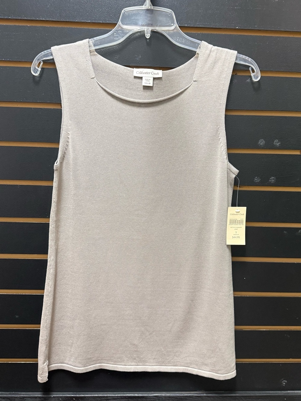 NWT Coldwater Creek Silk Cotton Sleeveless Sweater Shell Beige S